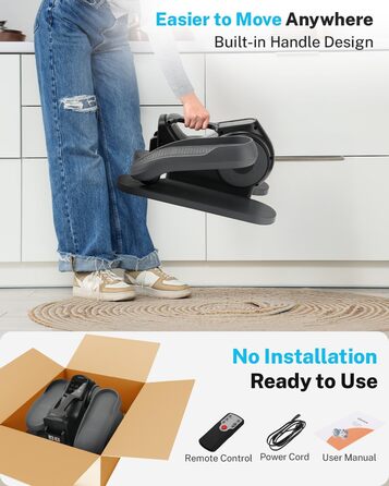 Еліптичний тренажер Gonex під стіл для літніх людей з 10 рівнями опору, тренажер для ніг, як у телепередачі, педальний тренажер, 10 швидкостей та 3 автоматичні режими, чорний