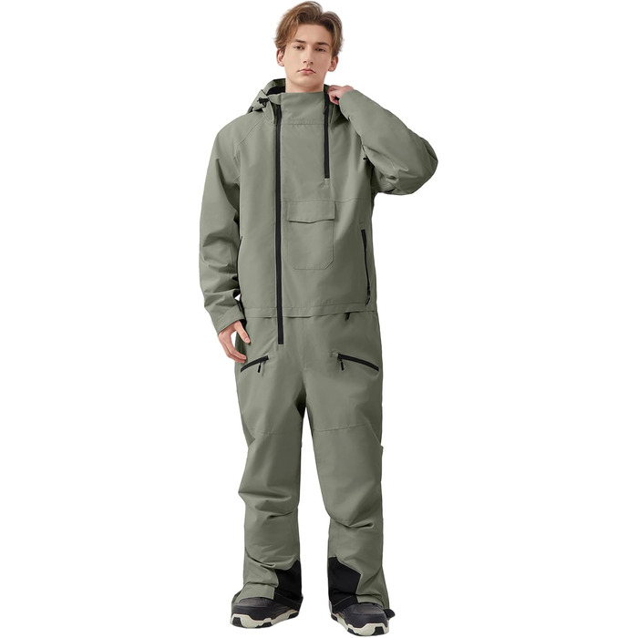 Комбінезон гірськолижний HOUZONIY для жінок, спортивний, армійсько-зелений (S)