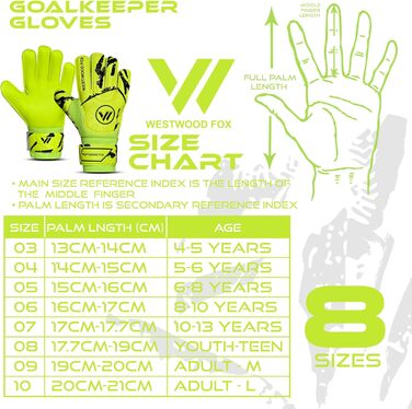 Воротарські рукавиці Westwood Fox Fingersave дитячі, підліткові, дорослі - Latex 4+3 мм, жовто-білі (розмір 4)