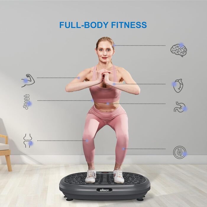 Вібраційна платформа EILISON FitMax 3D XL для тренувань всього тіла, фітнес-машина для схуднення, лімфодренажу, відновлення, з еспандерами, для дому