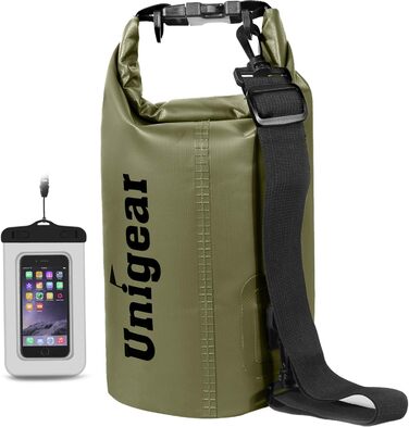 Водонепроникний мішок Unigear Dry Bag 30L (армійний зелений) – 2L/5L/10L/20L доступні – для каякінгу, риболовлі, кемпінгу та пляжу
