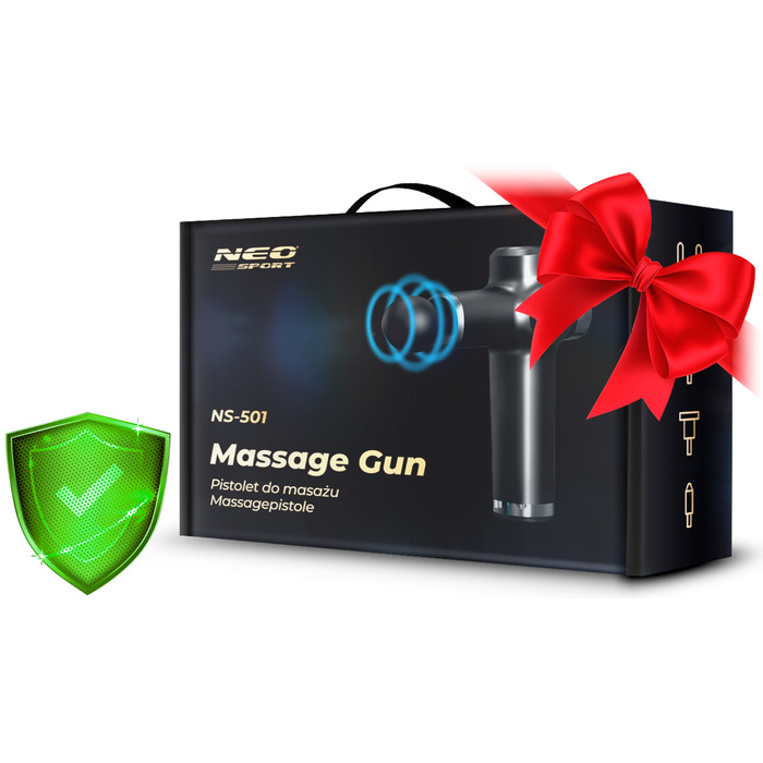 Перкусійний масажер для тіла Neo-sport NS-501, 8 насадок, чорний