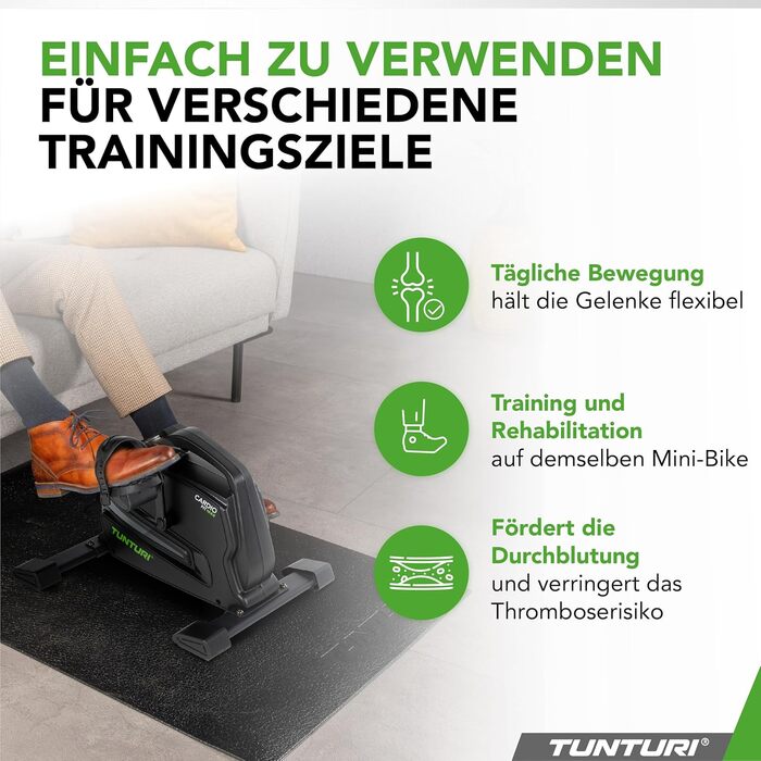 Міні-велотренажер Tunturi Pedaltrainer Cardio Fit (M45) для рук та ніг, домашній тренажер для літніх людей з регулюванням опору та LCD-дисплеєм