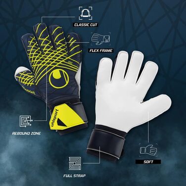 Воротарські рукавички Uhlsport Prediction Soft Flex Frame для дітей та дорослих, сині/білі/жовті, футбольні