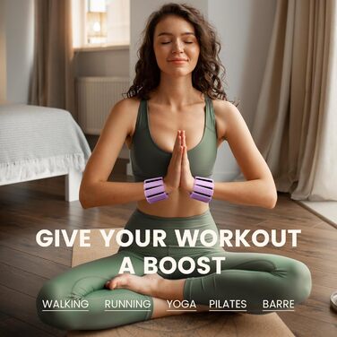 Ваги для ніг та рук, регульовані | Набір 2 шт (1 кг пара, 0,5 кг кожний) | Силіконові ваги на зап'ястя для жінок | Йога, Пілатес, танці, балет, біг, плавання, кардіо (фіолетовий)