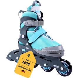 Дитячі ролики-інлайнери Best Sporting, 5-разове регулювання розміру, блакитні. Міцні та якісні інлайнери з гальмом, 4 колеса, розмір 29-33