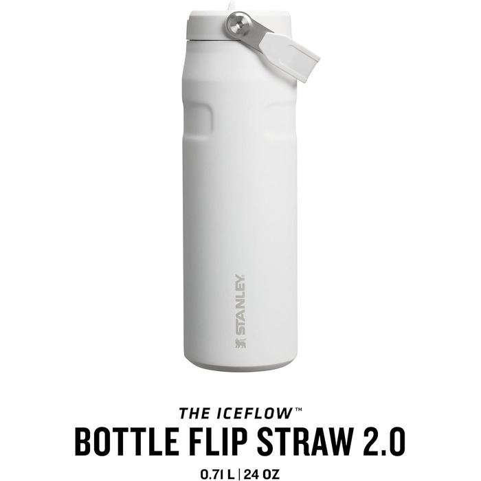 Термобутилка Stanley Flip Straw 2.0 з трубочкою 0,7 л, ізотермічна, BPA-free, не протікає, тримає холод до 12 годин, зберігає лід до 3 діб, підходить для підстаканника, можна мити в посудомийці, Frost