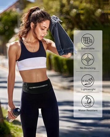 Поясна сумка для бігу WATERFLY: сумка на пояс для телефону, 4 кишені, для чоловіків та жінок, для фітнесу, спорту, бігу