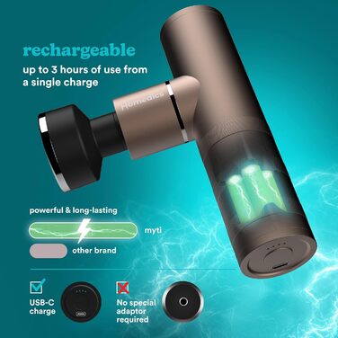 Електричний масажний пістолет Homedics MYTI Mini з функцією нагріву, 5 насадок, 4 режими вібрації, для розслаблення м'язів, компактний, рожево-мідний