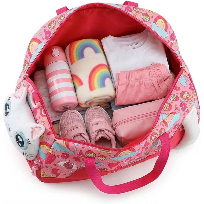 Дитяча спортивна сумка для плавання та подорожей, водонепроникна сумка для басейну, футболу та фітнесу (Світло-рожева, з котом)