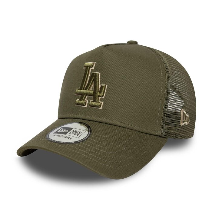 Кепка бейсболка New Era A-Frame Trucker Dodgers бежева (регульована, сітка, літо)