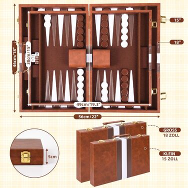 Набір шашок Cbilzxer Backgammon, 45х30 см, з кейсом з екошкіри, для дорослих та сім'ї