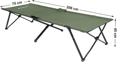 SONGMICS Кемпінгове ліжко для гостей, складане, 260 кг, XXL, 205 x 75 x 46 см, GCB25L, Зелене