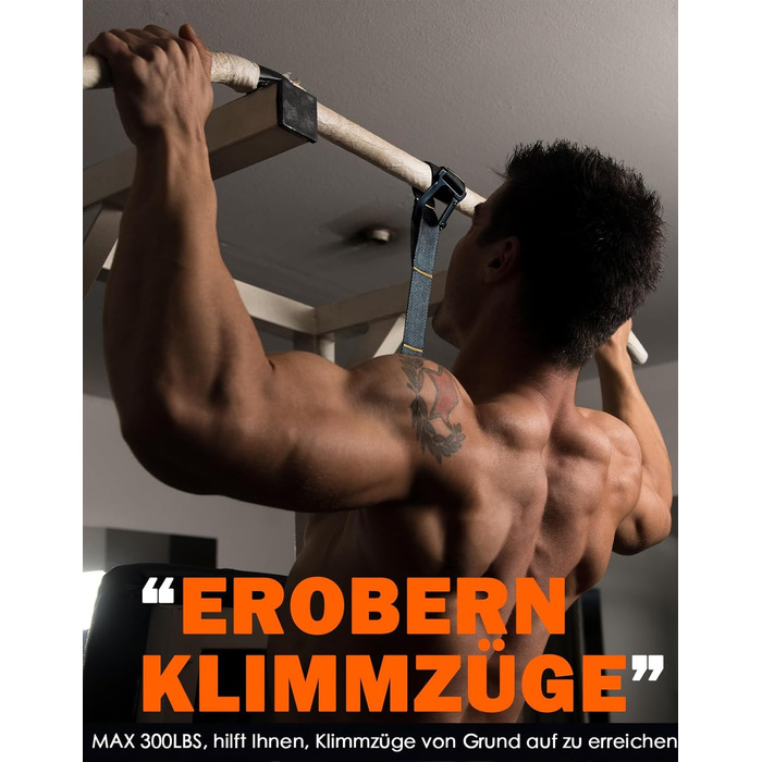 Смуги для підтягувань Fitarc: регульовані еластичні стрічки для підтягувань, 4 шт. з комфортними підставками для ніг. Багатофункціональні тренувальні стрічки для дверей