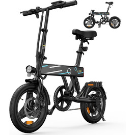 Складаний електровелосипед Finbike 14/16 дюймів, 250 Вт, акумулятор 7.8Ah, швидка зарядка 3 год, 3 режими їзди, запас ходу до 45 км, для дорослих і підлітків