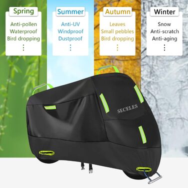 Накладна для мотоцикла 3XL (265x95x125 см) - водонепроникна, зимостійка, з оксфорду, з відбивачами та отворами для замка