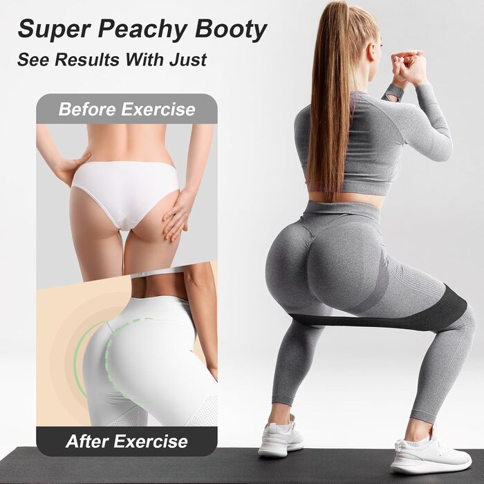 Набір гумок для фітнесу 3 шт. для сідниць, ніг та схуднення, еспандери для пілатесу та йоги (Чорний)