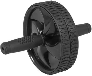 Брюшний ролик GORILLA SPORTS з килимком для колін, 27x18 см, гумовий, нековзкий, чорний — ролик для пресу, тренажер для пресу, абдомінальне колесо для домашніх тренувань