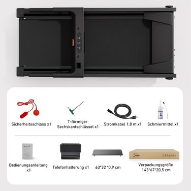 Біговий тренажер DeerRun Raceable з підтримкою High-Tech пристроїв, складний, до 158 кг, з APP-керуванням, 2573W, для дому, з курсами та мульти-режим, чорний