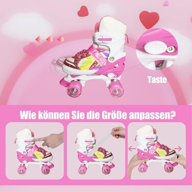 Ролики для дівчаток 4-12 років - регульовані ролики для дітей, для дому та вулиці, розмір 32-35 EU (701-Рожевий)