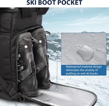 Чорний рюкзак HP 70L для гірськолижного спорядження з відділенням для шолома