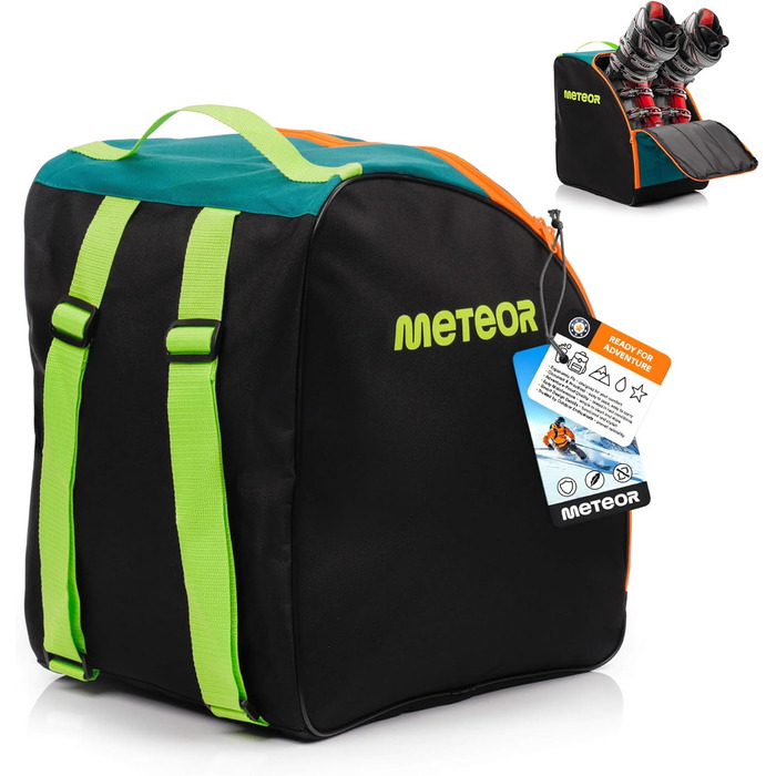 Чохол для лижних черевиків Meteor - компактна сумка для черевиків та рукавиць. Водонепроникний, легкий та міцний, ідеальний для подорожей та зимового спорту. (Зелений/Чорний, рюкзак для лижних черевиків)