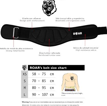 Пояс для важкої атлетики Roar® для чоловіків та жінок, пауерліфтинг, кросфіт, фітнес, шкіряний атлетичний ремінь для тренувань у спортзалі