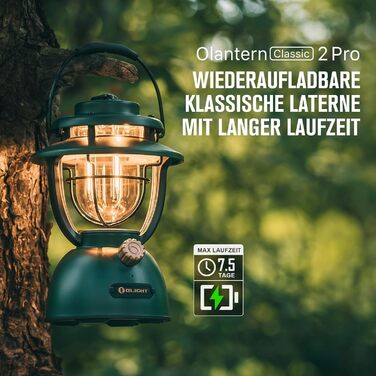 Ліхтар кемпінговий Olight Olantern Classic 2 Pro, 300 LM, LED, ретро-стиль, USB, регулювання яскравості, для кемпінгу, саду, туризму (світло-зелений)