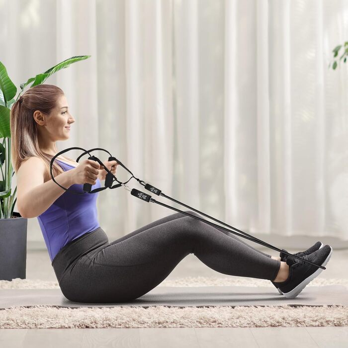 Pilates Bar WenYa з гумовими стрічками для фітнесу (81,6 кг), фіолетовий: набір для пілатесу, йоги, дому та спортзалу з манжетами для ніг та кріпленням на двері