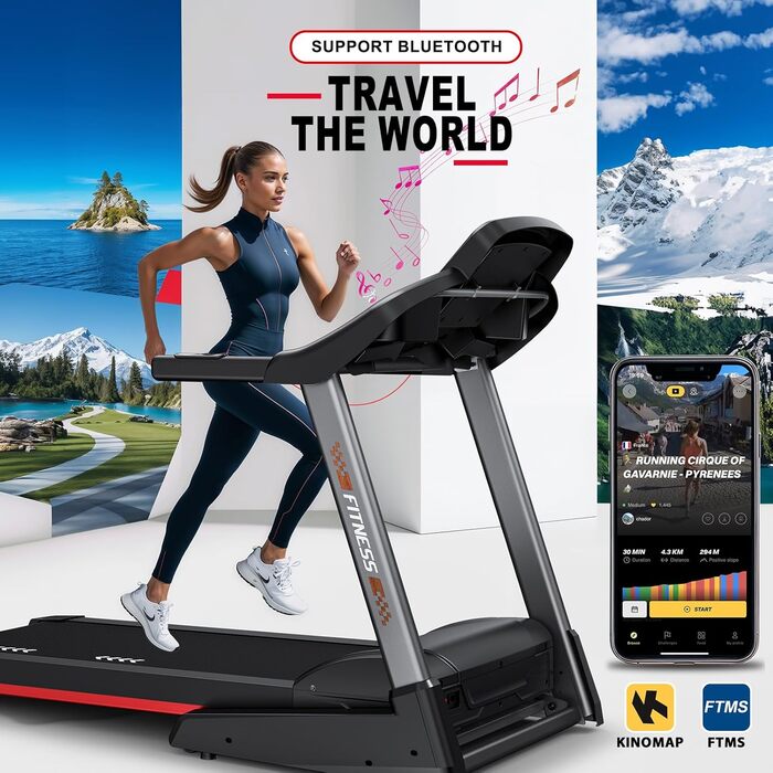 Біговий тренажер CharonFit T800: складний, потужний, до 160 кг, 20 км/год, з монітором