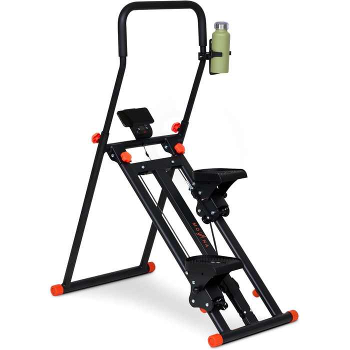 Movana Треп'якливий степер для дому: фітнес-тренажер з 3 рівнями складності, тестування, підставка для телефону та пляшки, кардіо та силові вправи, тренажер для підйому сходами