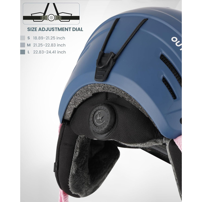 Шолом Outdooraster для сноуборду та лиж з маскою, захисний EPS, 14 вентиляційних отворів, для чоловіків, жінок та підлітків (рожево-фіолетовий градієнт, L)