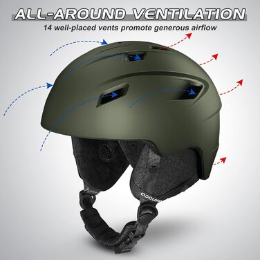 Шолом для гірськолижного спорту та маска Odoland: комплект для жінок та чоловіків, захист UV 400, спортивний стиль, розмір L (59-63 см)