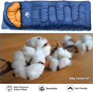 Спальний мішок Outdoor Deckenschlafsack Koppelbar, 5-15°C, 220x80 см для дорослих. Підходить для кемпінгу, трекінгу, риболовлі, подорожей. Водонепроникний, 3-сезонний, з можливістю з'єднання. Ліва блискавка.