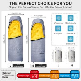 Сплячий мішок Naturehike 750FP, 4-сезонний, теплий зимовий, ультралегкий, для кемпінгу (CW700/Сірий/M)