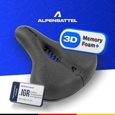 Велосідельний ALU-Sattel Alphensattel Ergonomic 3D Memory Foam: Комфортний для жінок та чоловіків, дихаючий, універсальний