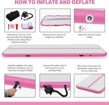 Надувна гімнастична матка для дому, 300x100x10 см (м'ятно-зелена)