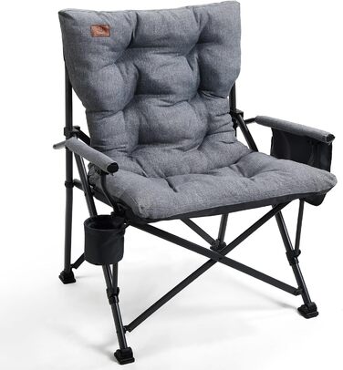 Крісло для кемпінгу EVER ADVANCED, складне, 230 кг, XL, широке сидіння 62 см, з кишенею та тримачем для напоїв, для кемпінгу, відпочинку на природі, балкону, саду