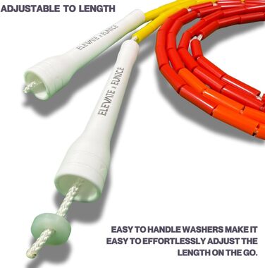 Стрибкове канат Elevate Rope Professionelles Perlen - 3м, регульований, якісні намистини та полішнур - для фрістайлу, кардіо та трюків. Підходить для всіх рівнів, для використання в приміщенні та на вулиці (червоний/помаранчевий/жовтий/білий)