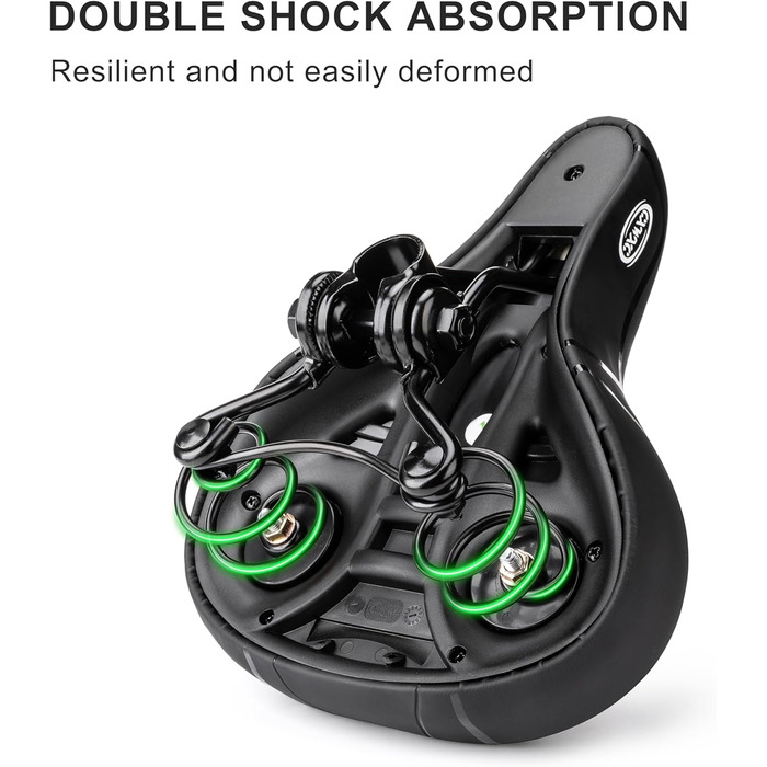 Велосипедне сідло CXWXC з піною пам'яті, ергономічне, водонепроникне, амортизуюче, 26 x 18,5 см, для MTB велосипедів (Чорне)