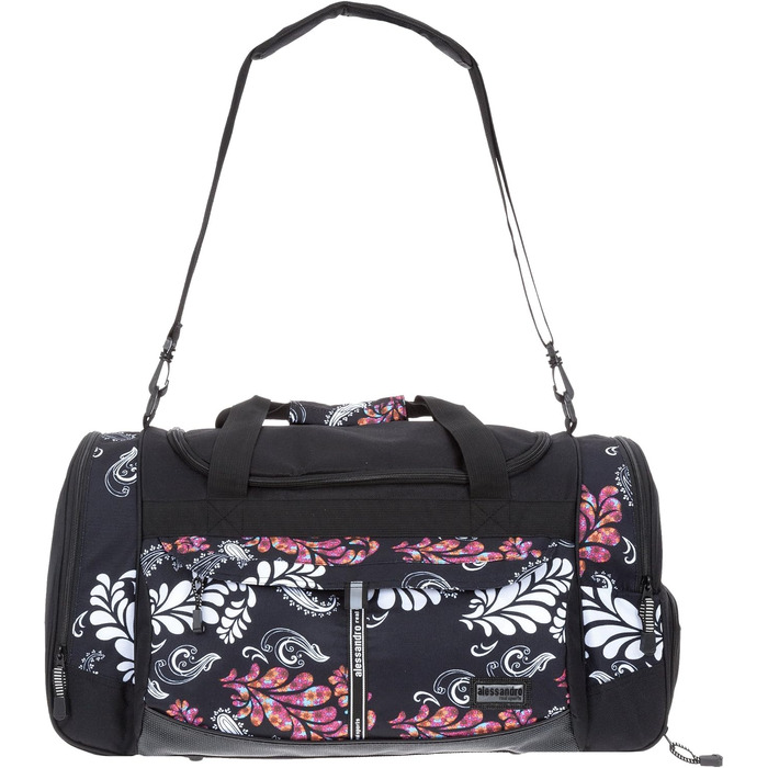 Спортивна сумка ALESSANDRO ELEPHANT Mate 55 см, 45 л, чорний з білим орнаментом, для фітнесу та подорожей