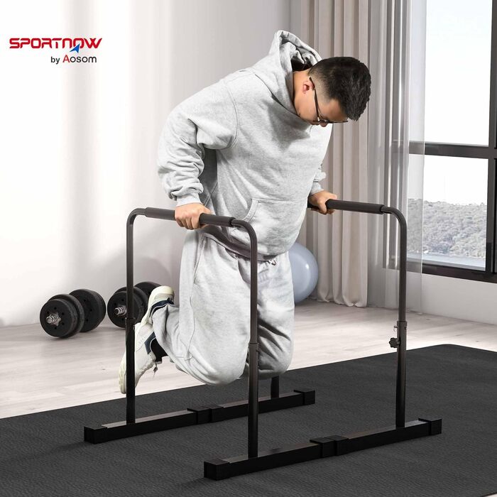 HOMCOM Паралелепіди для віджимань (2 шт.) - Регульована висота 80-100 см, Сталеві, Чорні - Для тренування м'язів та сили