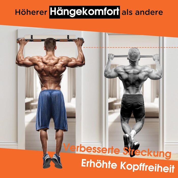 Кімнатна турнік DH FitLife для дверей без свердління, з мультигрифом | Турнік для підтягувань на двері | Reckstange Turnstange