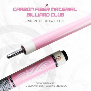 Професійний бильрд для жінок у рожевому кольорі, з шкіряною та карбоновою ручкою, діаметр кінчика 12,4 мм, для аматорів та професіоналів