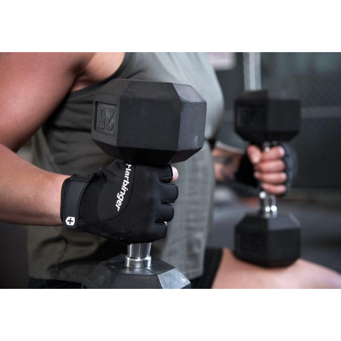 Гантелі Harbinger Training Grip: вантажні рукавички для важкої атлетики, чорний L