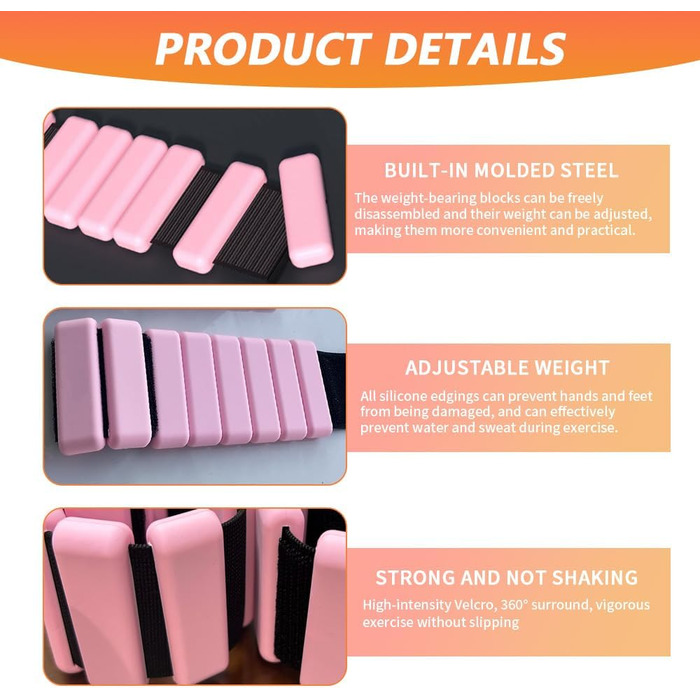 Набір манжет для ніг та зап'ясть з регулюванням ваги, 2 шт (0,45 кг) для фітнесу, йоги, пілатесу та кардіо