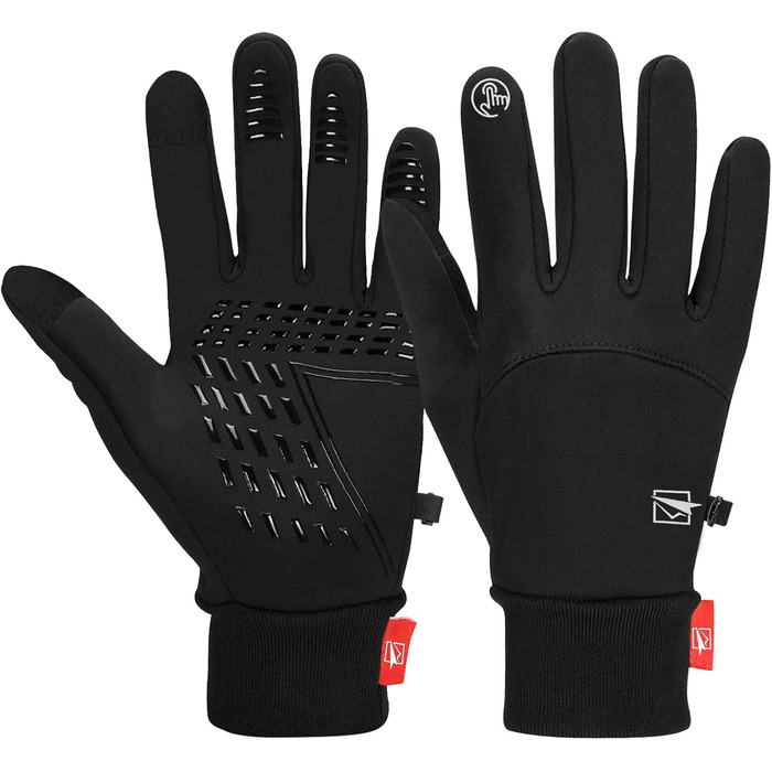 Велосипедні рукавички Cevapro: теплі зимові рукавички, водонепроникні, з підтримкою сенсорного екрану, чорні, розмір M