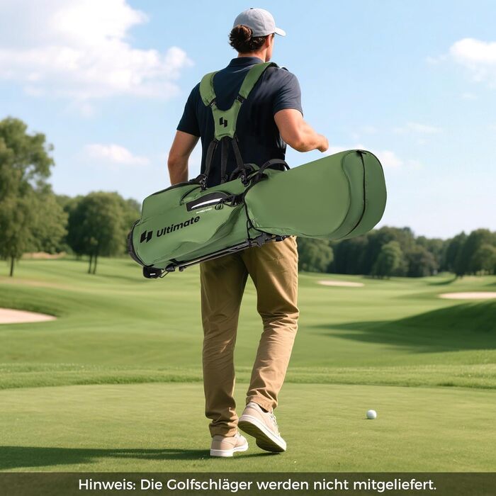 Сумка для гольфу COSTWAY Standtasche з підставкою, 8 відділень, водонепроникна накидка, легка, з 5 кишенями та підставкою для олівців, для чоловіків та жінок (Зелена)