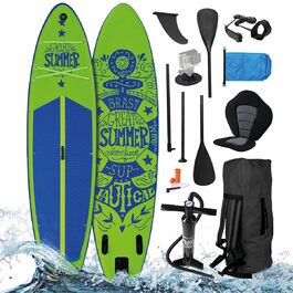 SUP дошка BRAST Primo Summer надувна з алюмінієвим веслом та аксесуарами 320x81x15 см, зелена