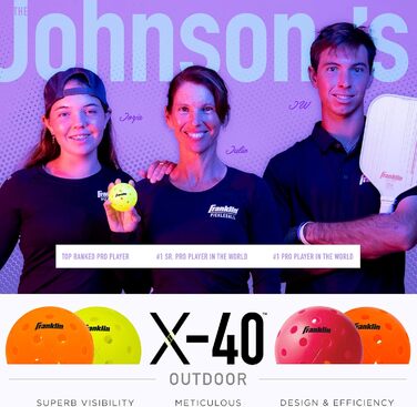 М'ячі для піклболу Franklin Sports X-40 Outdoor, USAPA, 3 шт, помаранчеві, для вулиці